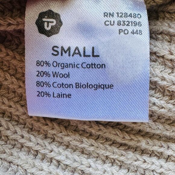 Pact V-Neck Cable Knit Sweater Organic Cotton Wool Size S Beige Sustainable - Picture 6 of 14